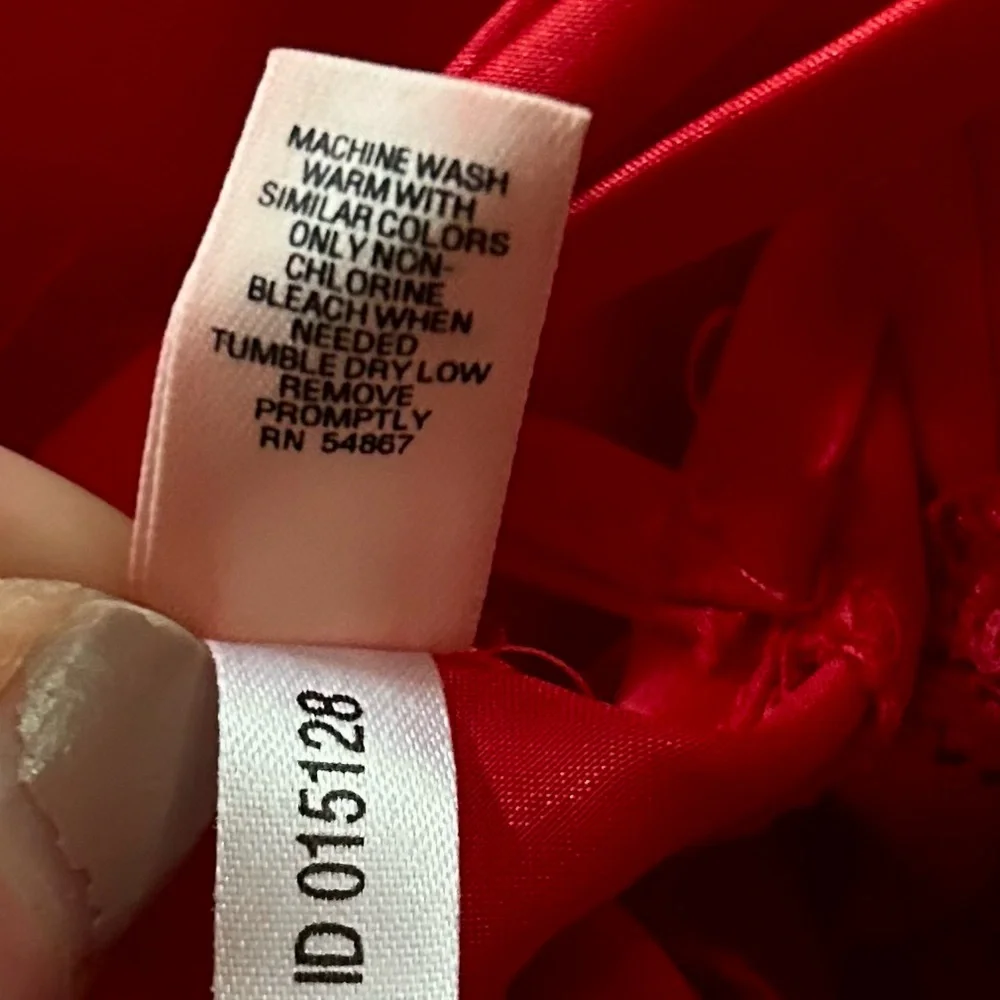Y2K VICTORIAS SECRET Babydoll Cherry Red Lace Trim Mini Slip Dress Coquette Sz M - Picture 8 of 9